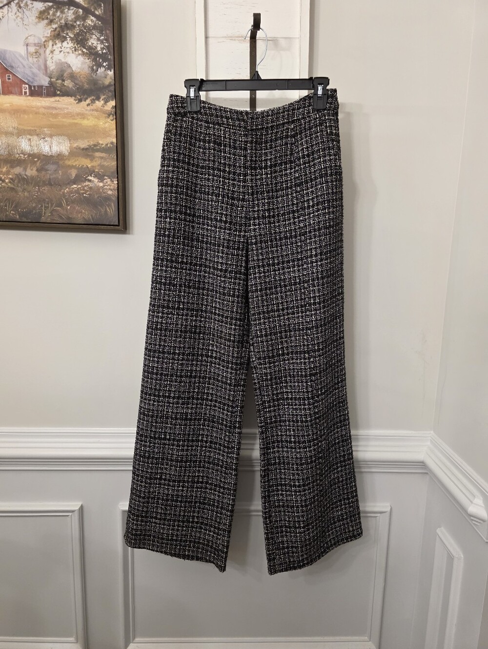 Altar'd State Women's Black/White Tweed High Rise Wide Leg Pants Size Small